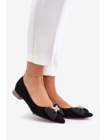 Elegantní Semišové Baleríny Dámské S Mašlí Laura Messi 2893 Černé
