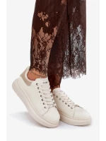 Kožené Dámské Tenisky Na Platformě Béžové model 21691425 - Goe