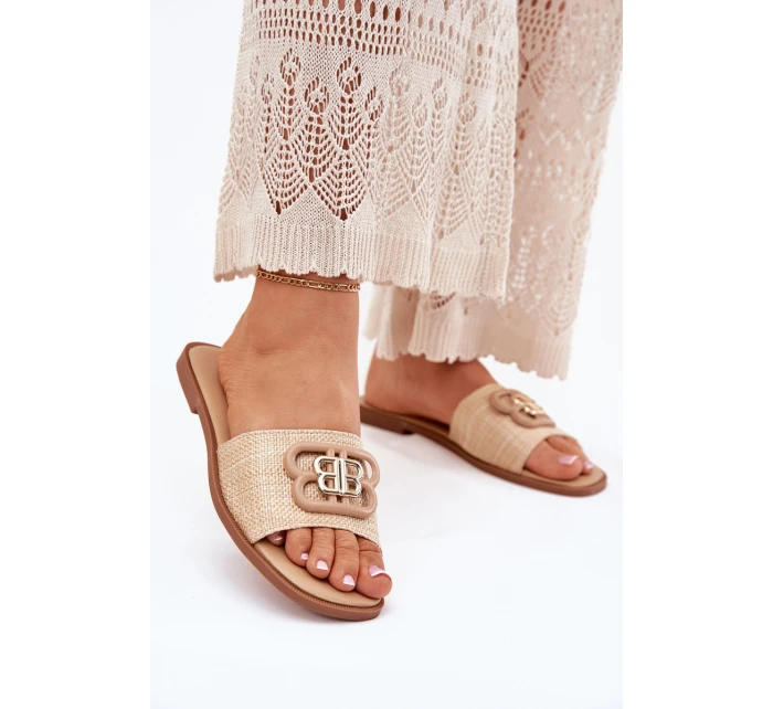 Ploché Dámské Klapky S Ozdobným Béžové model 21699564 - Boto Ploché Dámské Klapky S Ozdobným Béžové model 21699564 - Boto