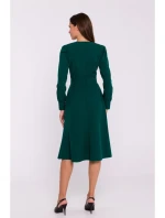 S378 Rozšířené šaty s páskem - zelené S378 Rozšířené šaty s páskem - zelené