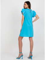 Modré rozevláté bavlněné šaty