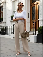 Dámské kalhoty s širokými nohavicemi, béžové, FashionStreet UY3074