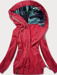 Červená dámská mikina s ozdobnou kapucí model 21292053 - LHD