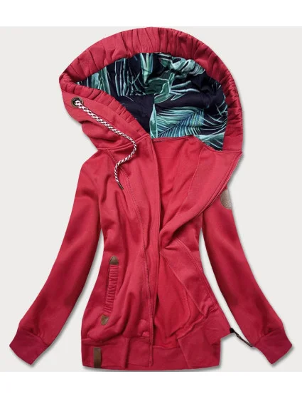 Červená dámská mikina s ozdobnou kapucí model 21292053 - LHD