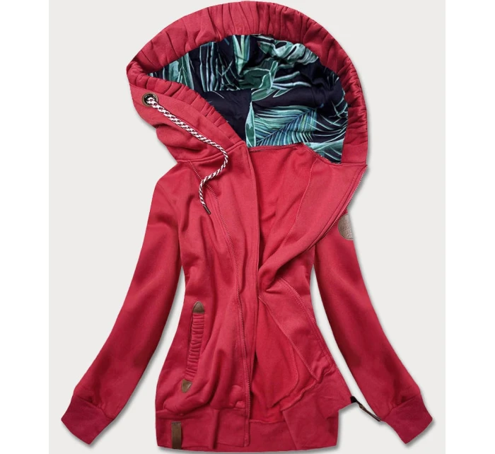 Červená dámská mikina s ozdobnou kapucí model 21292053 - LHD