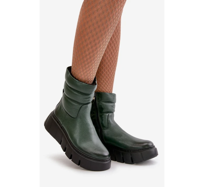 Dámské Kožené Boty Na Zip Zateplené  model 21669344 - Zazoo