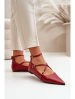 Dámské baleríny se  a pásky bordové model 21670189 - Boto