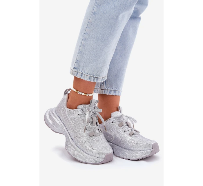 Dámské tenisky zdobené krystaly stříbrné Porrot Dámské tenisky zdobené krystaly stříbrné Porrot