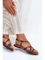 Ploché Kožené Sandály Dámské model 21697448 Černé - Maciejka