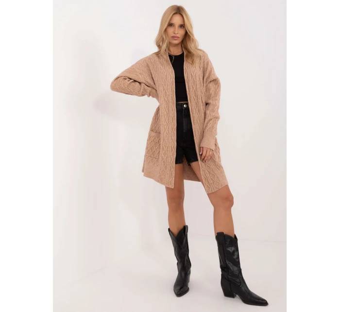 Kardigan AT SW model 20463725 camelowy - FPrice Kardigan AT SW model 20463725 camelowy - FPrice