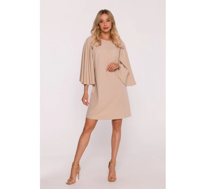 S426 Mini šaty s netopýřími rukávy - béžové S426 Mini šaty s netopýřími rukávy - béžové