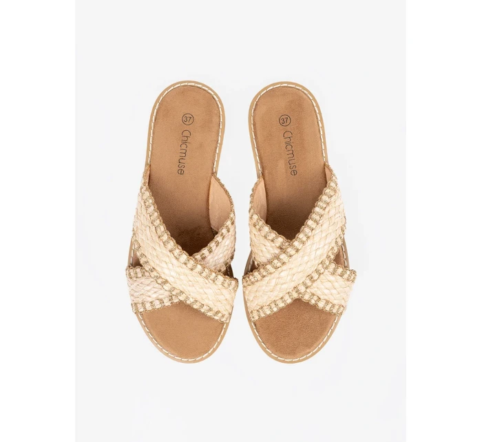 Zajímavé hnědé nazouváky dámské na plochém podpatku Zajímavé hnědé nazouváky dámské na plochém podpatku