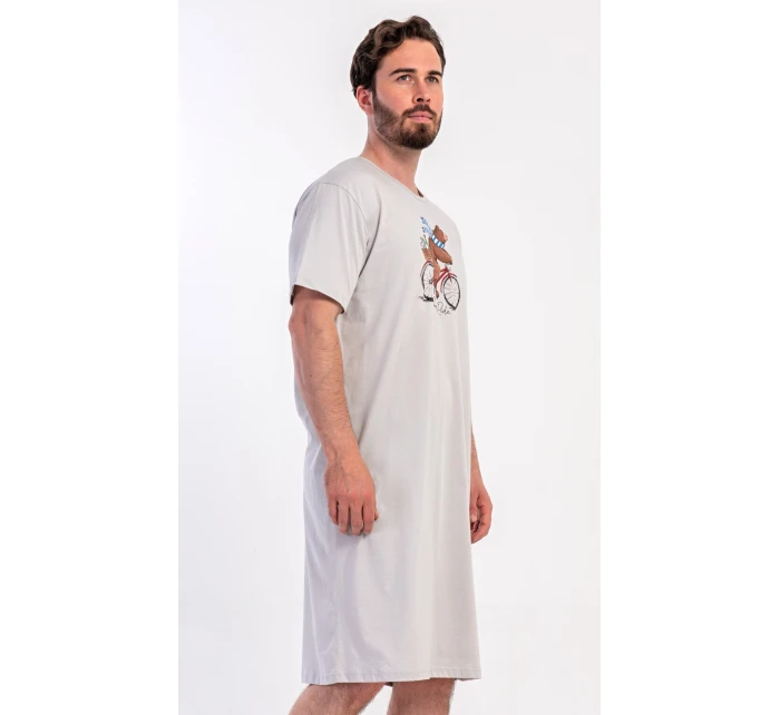 Pánská noční košile s krátkým rukávem Méďa na kole