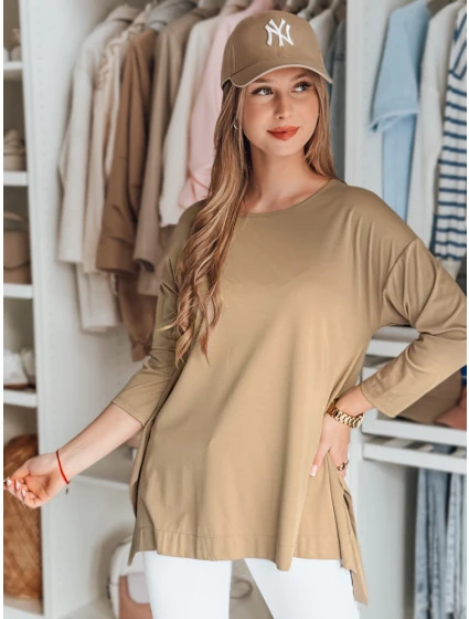 Dámská máslová halenka oversize s přívěskem COMFILA tmavě hnědá FashionStreet RY2789