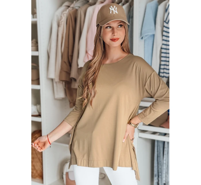 Dámská máslová halenka oversize s přívěskem COMFILA tmavě hnědá FashionStreet RY2789