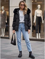 Dámská zimní prošívaná bunda s kapucí, černá, FashionStreet TY6002 Dámská zimní prošívaná bunda s kapucí, černá, FashionStreet TY6002
