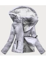 Krátká šedá prošívaná dámská bunda s kapucí model 14764916 - S'WEST