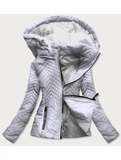 Krátká šedá prošívaná dámská bunda s kapucí model 14764916 - S'WEST