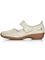 Dámská kožená prolamovaná obuv na suchý zip béžové barvy Rieker 41399-14