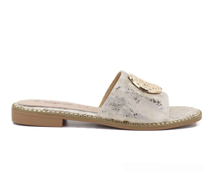 Dámské zlaté kožené žabky S.Barski KV61-6034