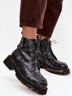 Kožené Lakované Dámské Kotníkové Boty Artiker 57C0065 Šedé