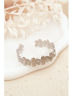 Dámský náramek ze nerezové oceli Květiny Stříbrné