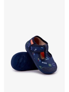 Dětské elastické papuče na suchý zip – tmavě modré Ambette