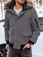 FashionStreet tmavě šedá pánská zimní bunda TX4306