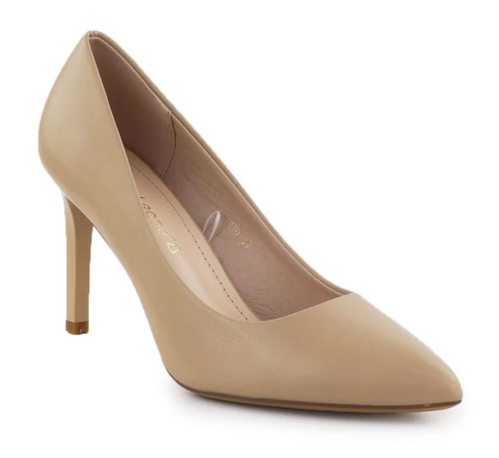 Béžové lodičky na jehlovém podpatku Sergio model 22013077 - LEONE Béžové lodičky na jehlovém podpatku Sergio model 22013077 - LEONE