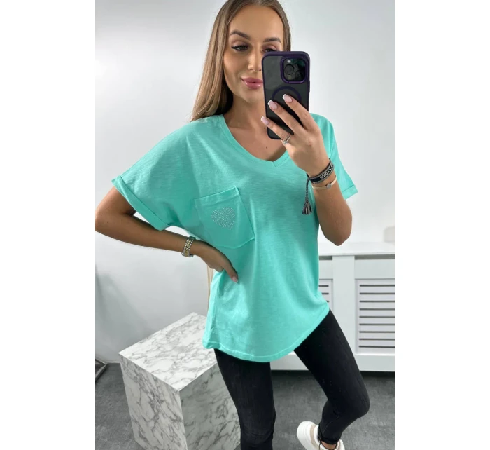 Bavlněná halenka s kapsičkou mint