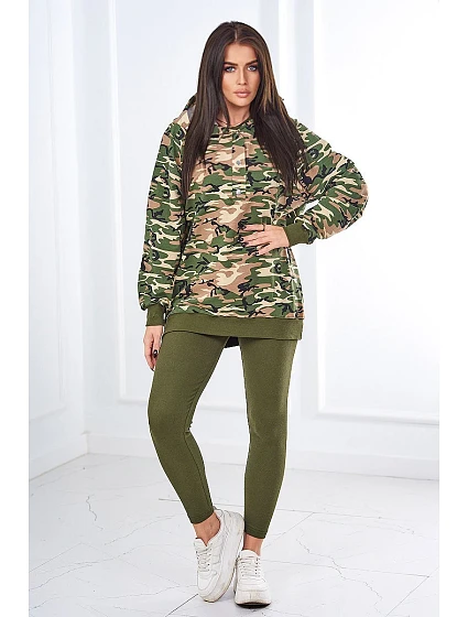 3dílná souprava top a legíny khaki + zelená model 18970349 - K-Fashion 3dílná souprava top a legíny khaki + zelená model 18970349 - K-Fashion