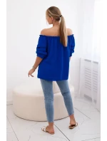 Španělská halenka s ozdobnými rukávy chrpově modrá Španělská halenka s ozdobnými rukávy chrpově modrá