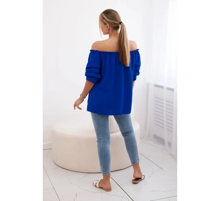 Španělská halenka s ozdobnými rukávy chrpově modrá Španělská halenka s ozdobnými rukávy chrpově modrá