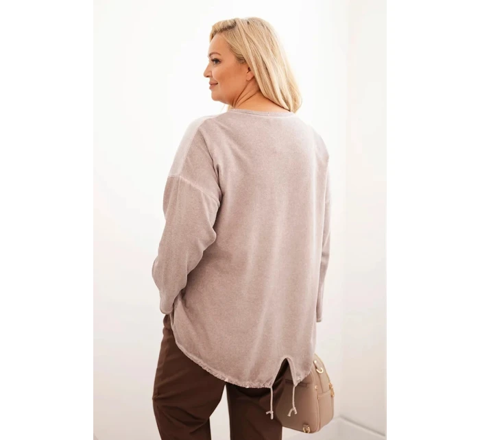 Dámská mikina Plus Size bavlněná s potiskem srdce a šňůrkami fango