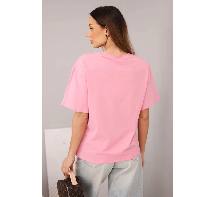 Dámská bavlněná basic halenka s krátkým rukávem světle růžová