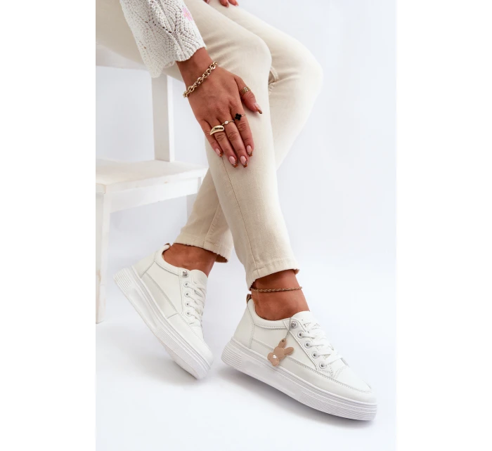 Tenisky Dámské Sportovní Na Platformě S Ozdobou Bílý VINCEZA 13613