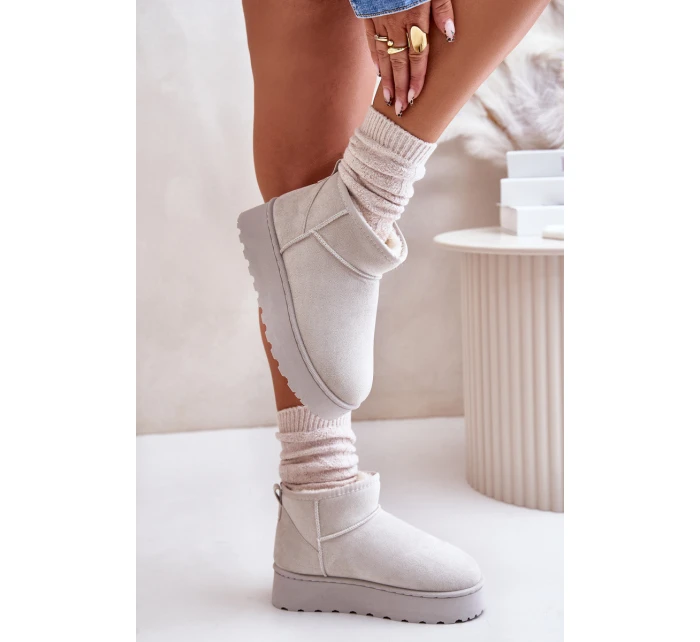 Dámské Sněhule Na Platformě Zateplené Kožíškem Světle Šedé Xamella