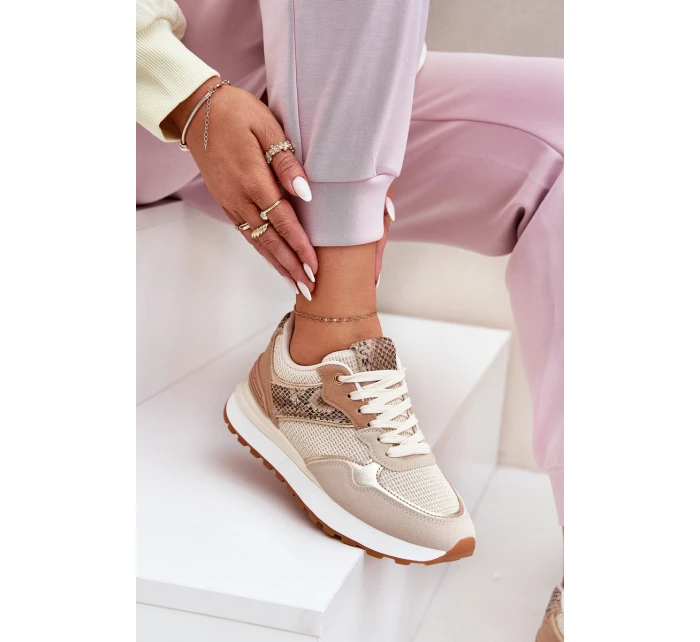 Dámské Sportovní Boty Na Platformě Zvířecí Vzor Béžové Davinara Dámské Sportovní Boty Na Platformě Zvířecí Vzor Béžové Davinara