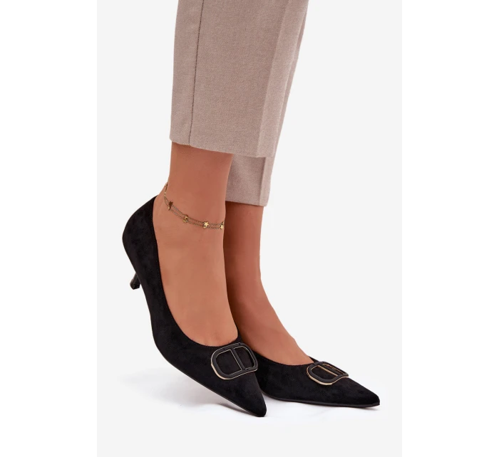 Dámské lodičky S dekorativním detailem Černé Amelora