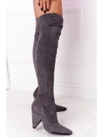 Semišové Kozačky Na Vysokém Podpatku Lu Boo šedé