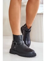 Kotníkové boty Zateplené Na Zip Big Star Černé Kotníkové boty Zateplené Na Zip Big Star Černé