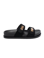 Designové  nazouváky černé dámské platforma