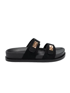 Designové  nazouváky černé dámské platforma