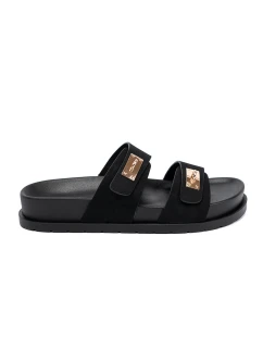 Designové  nazouváky černé dámské platforma