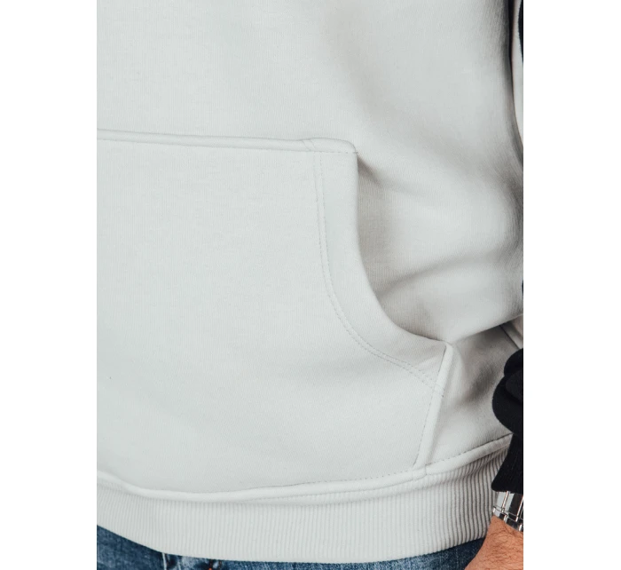 Pánská základní mikina s kapucí světle šedá FashionStreet BX5894