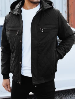 Pánská přechodná prošívaná bunda s kapucí černá FashionStreet TX5037