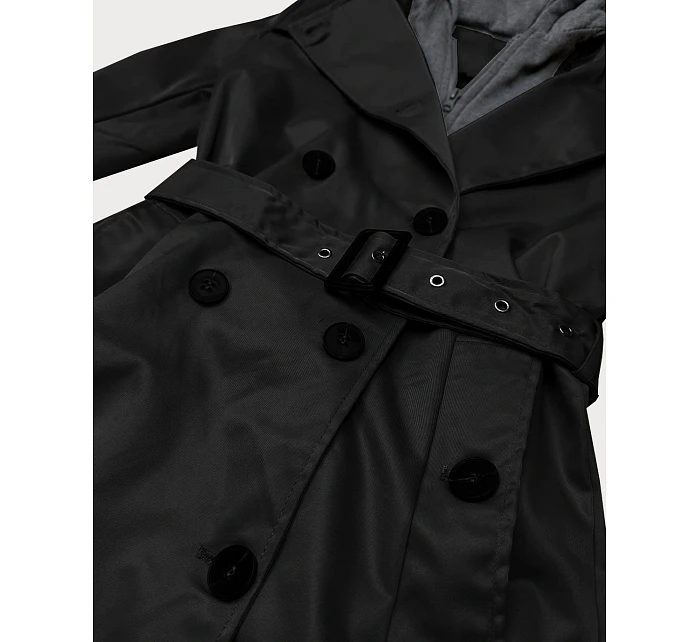 Klasický trenčkot s odnímatelnou kapucí Goodlookin black (T2-2252#-1) Klasický trenčkot s odnímatelnou kapucí Goodlookin black (T2-2252#-1)