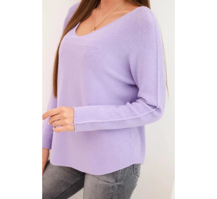 Svetr dámský z viskózy s výstřihem do V světle fialový Svetr dámský z viskózy s výstřihem do V světle fialový