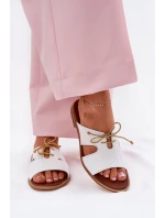 Kožené Dámské Pantofle Na Plochém Podpatku Bílé model 21692923 - Zazoo