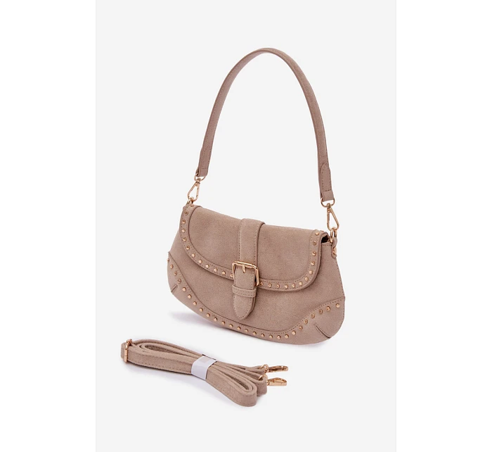 Eko semišová kabelka s přezkami světle béžová Clarielle